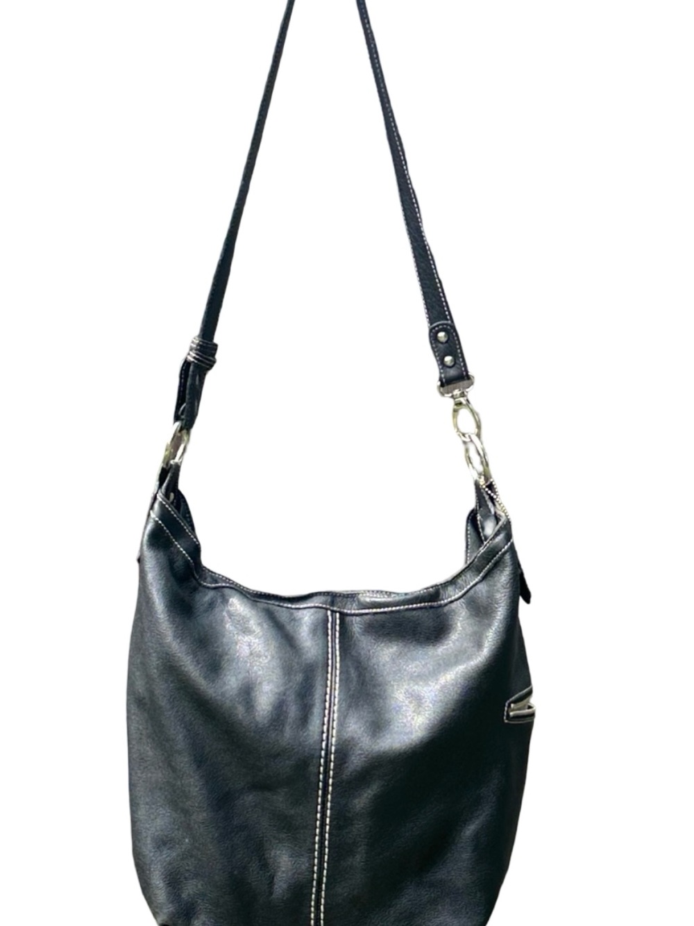 Vintage Roots Black Leather Slouchy Hobo Crossbody Bag - Picture 3 of 16